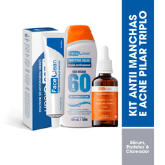 Kit Anti Manchas e Acne Face Clean Pilar Trio